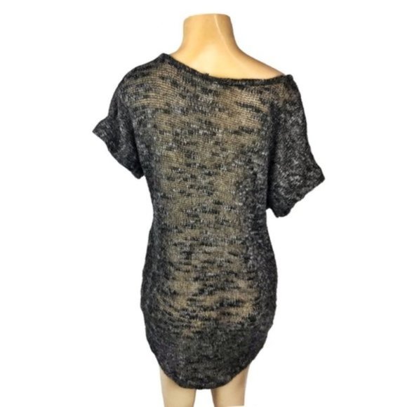 Ilook Oversized Sheer Knit Gray Hi-Low Sweater Top - Picture 7 of 8